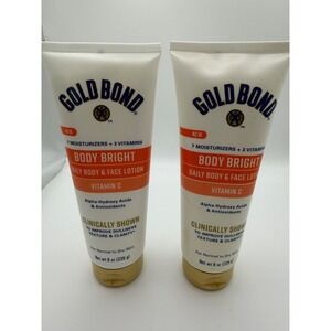 Gold Bond Body Bright Daily Body & Face Lotion Vitamin C & AHA 8 oz Set of 2 NEW